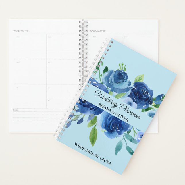 Navy Blue Modern Floral Client Wedding Planner (Display)