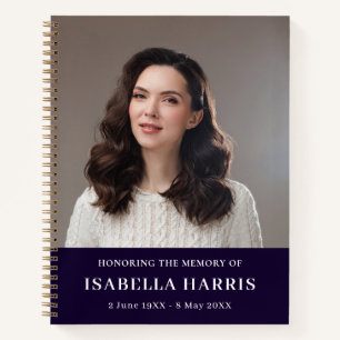 Navy Blue Modern In Loving Memory Design Notebook