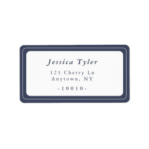 Navy Blue Modern Italic Name Return Address Label
