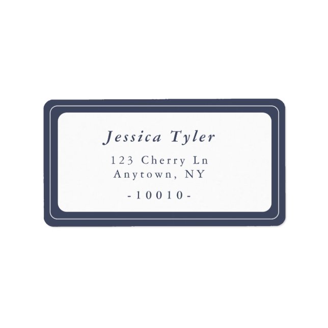 Navy Blue Modern Italic Name Return Address Label (Front)
