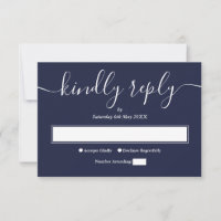 Navy Blue Modern Minimal Elegant Script Wedding