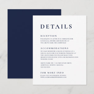 Navy Blue Modern Minimalist Elegant Enclosure Card