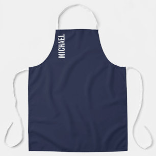 Navy Blue Modern Minimalist Personalised Name Apron