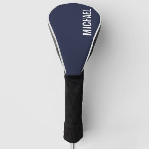 Navy Blue Modern Minimalist Personalised Name Golf Head Cover