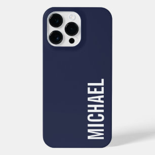 Navy Blue Modern Minimalist Personalised Name iPhone 14 Pro Max Case