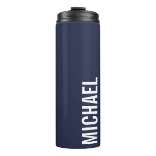 Navy Blue Modern Minimalist Personalised Name Thermal Tumbler