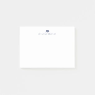 Navy Blue Modern Minimalist Two Letter Monogram Post-it Notes