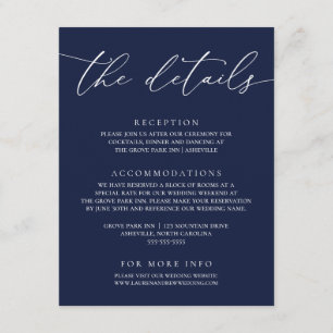Navy Blue Modern Minimalist Wedding Enclosure Card