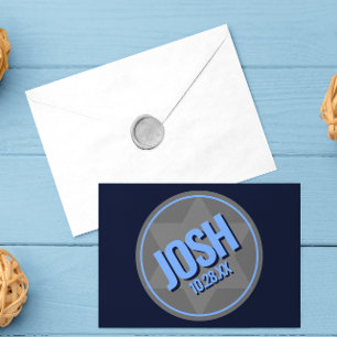 Navy Blue Modern Name Logo Bar Mitzvah Note Card