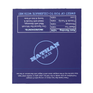 Navy Blue Modern Name Logo Favour Candy Wrappers Notepad