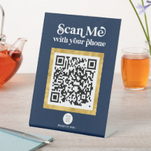Navy BLue Modern Networking QR code business sign