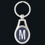 Navy Blue Modern Personalised Monogram and Name Key Ring<br><div class="desc">Modern Monogram Design featuring personalised monogram letter "M" and name in modern bold sans serif font style.

Perfect gift for him,  father's day gift,  groomsman gift and more.</div>
