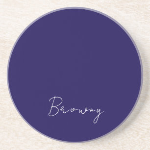 Navy Blue Modern Personalised Name Calligraphy Coaster