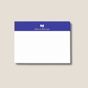 Navy Blue Modern Personalized Name Letter Monogram Post-it Notes