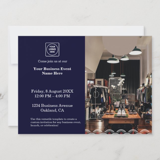 Navy Blue Modern | Professional Business Event Invitation (Front)