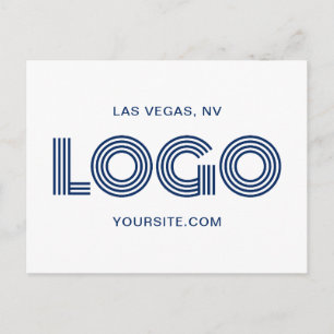 Navy Blue Modern Rectangular Logo Postcard