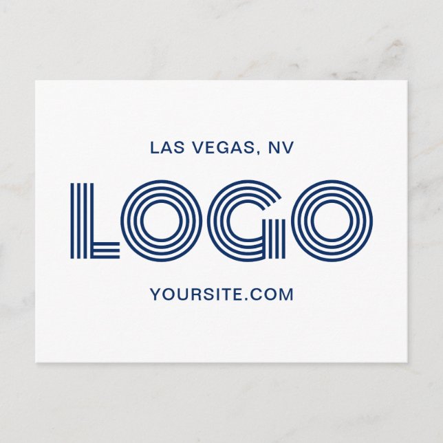 Navy Blue Modern Rectangular Logo Postcard (Front)