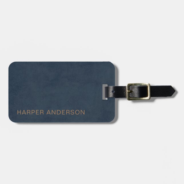 Navy Blue Modern Simple Luggage Tag (Front Horizontal)