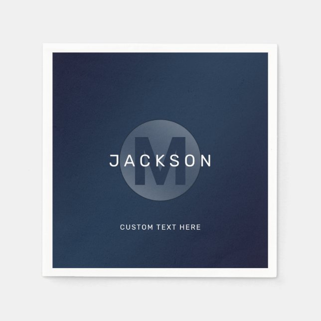 Navy blue modern simple personalised monogram  nap napkin (Front)