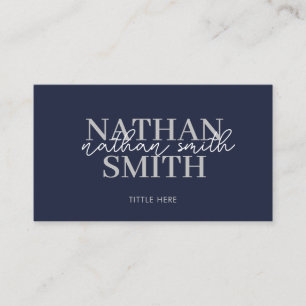 Navy Blue Modern Trendy Elegant Business Card