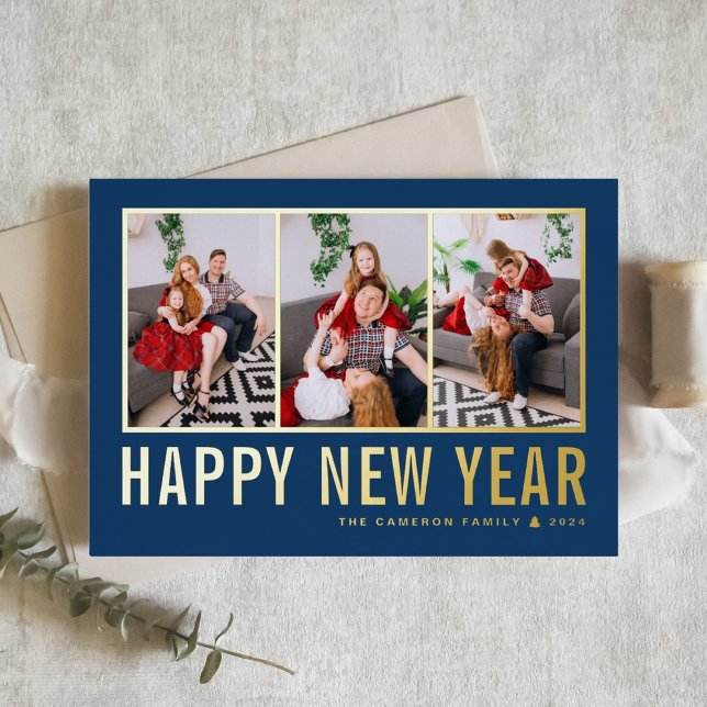 Navy Blue Modern Typography Photo Collage New Year (Creator Uploaded)