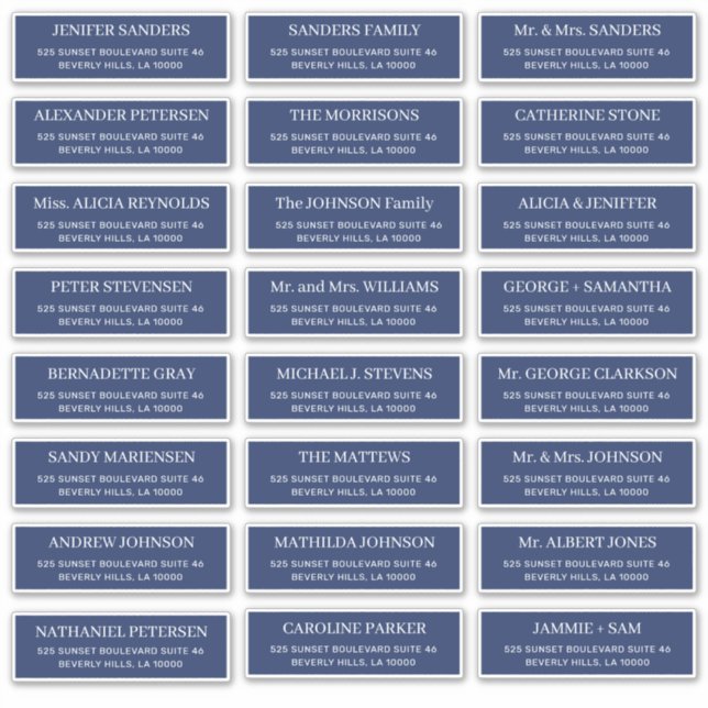 Navy blue modern typography wedding guest address (Front)