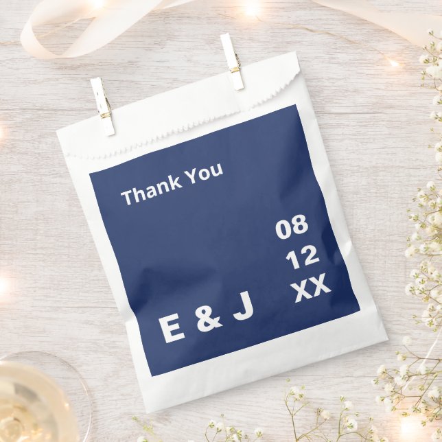 Navy Blue Modern Wedding Favour Bags (Clipped)