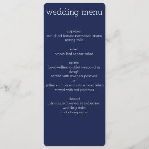 Navy Blue Modern Wedding Menu