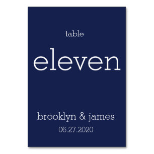 Navy Blue Modern Wedding Table Numbers