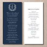 Navy Blue Monogram Crest Wedding Program<br><div class="desc">Add a touch of timeless sophistication with this Navy Blue Monogram Crest Wedding Program. Featuring a deep navy hue and a refined crest with your personalised monogram, this program sets an elegant tone for your ceremony. Ideal for formal, nautical, or evening weddings, it beautifully organises your wedding details while serving...</div>