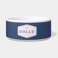 Navy Blue Monogram Dog Bowl
