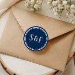 Navy Blue Monogram Envelope Seal<br><div class="desc">Blue wedding envelope seals.</div>