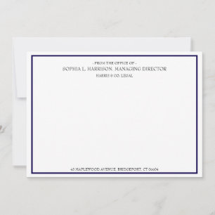 Navy Blue Monogram From Desk Note Card