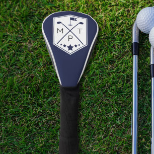 Navy Blue Monogram Golf Club Name Personalised Head Cover