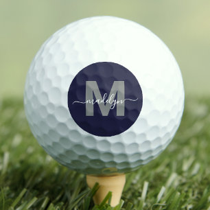 Navy Blue Monogram Initial Name Golf Balls