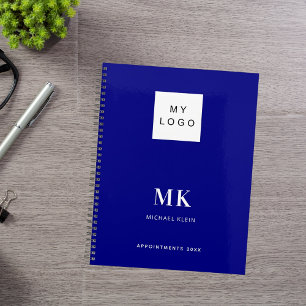 Navy blue monogram initials business 2025 planner
