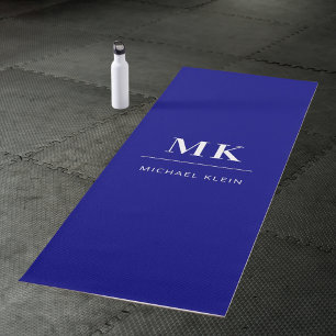Navy blue monogram initials name yoga mat