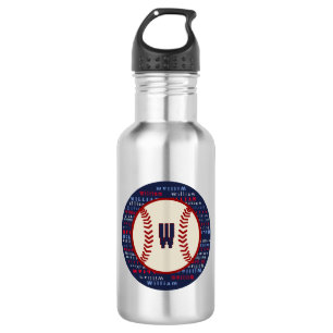 Navy Blue Monogram Name Gifts Kids boys baseball S 532 Ml Water Bottle