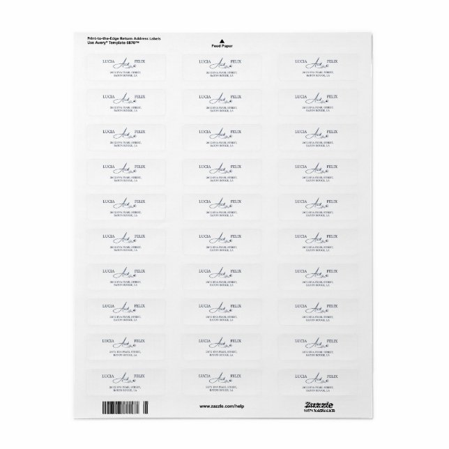 Navy Blue Monogram Return Address  (Full Sheet)