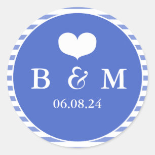 Navy Blue Monogram Wedding Envelop Seal Sticker