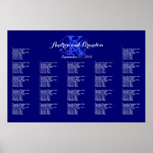 Navy Blue Monogram Wedding Seating Chart