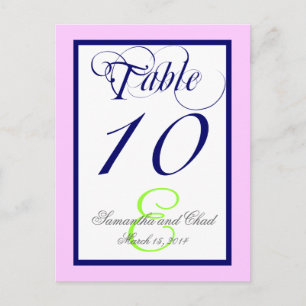 Navy Blue Monogram Wedding Table Number Card 2
