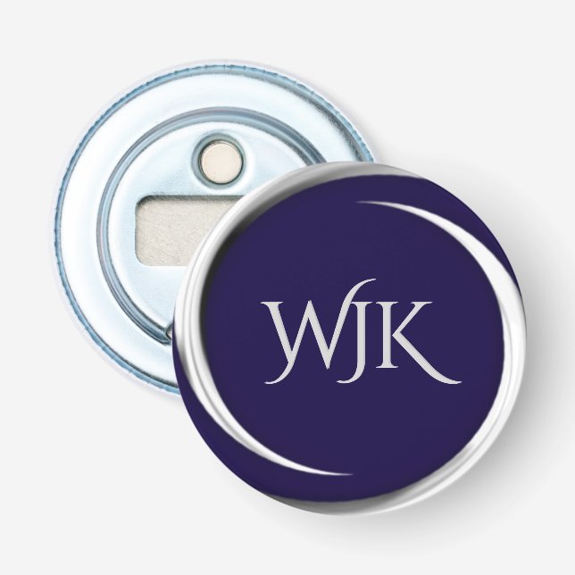 Navy Blue Monogrammed Bottle Opener (Front)