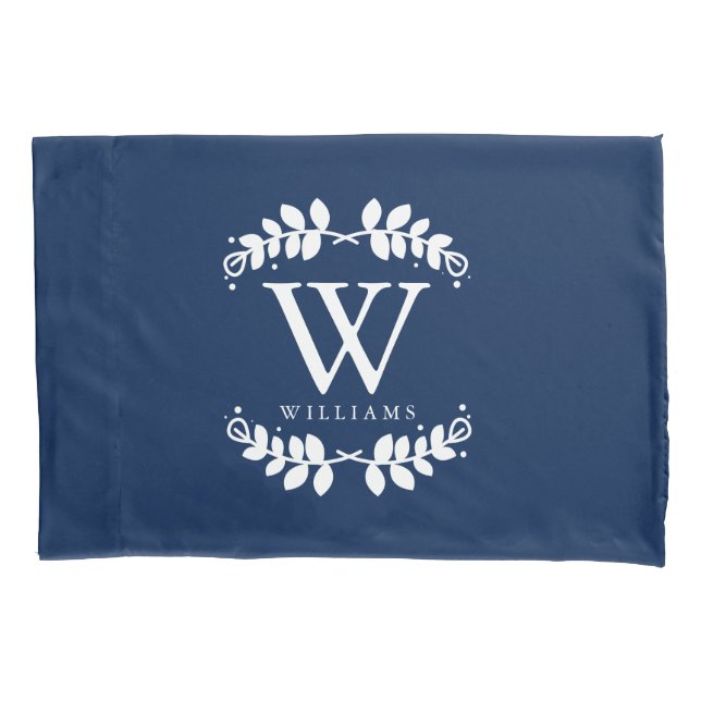Navy Blue Monogrammed Pillowcase (Front)