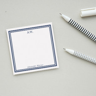 Navy Blue Monogrammed Post-it Notes