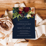 Navy Blue Moody Floral Burgundy Wedding  Invitation<br><div class="desc">This design measures 5 x 7 inches/  12.7 x 17.8 cm and is perfect for invitations. #zazzlemade</div>