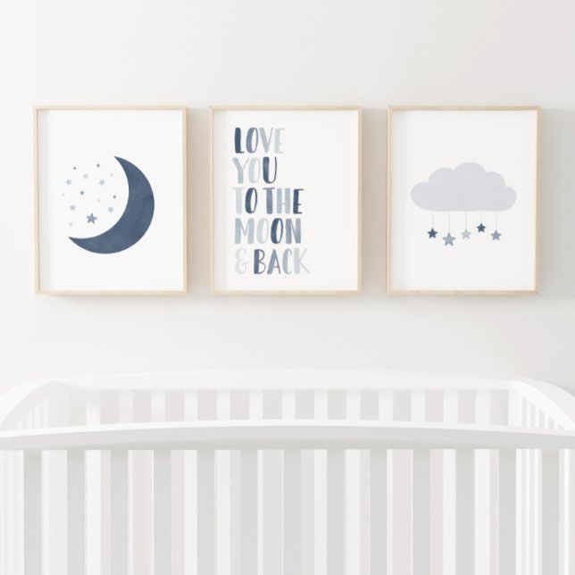 Navy Blue Moon and Stars Nursery Decor (Creator Uploaded)