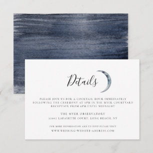 Navy Blue Moon Wedding Details Card