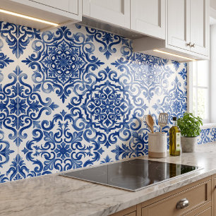 Navy Blue Moorish Azulejo Seamless Tile