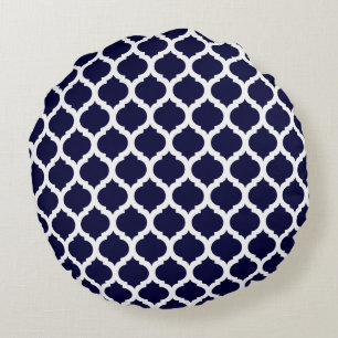 Navy Blue Moroccan Pattern Round Pillows